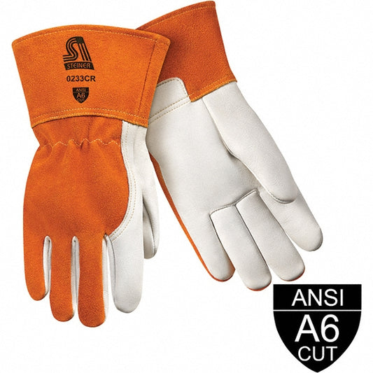 Steiner 0233CR-2X Welding Gloves Size 2X-Large, Grain Cowhide Leather, MIG Welding Application