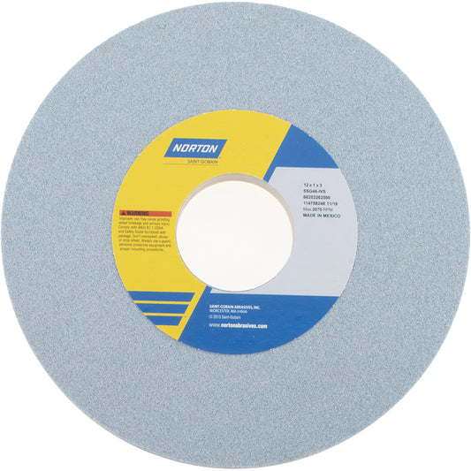 Norton 66253262500 Surface Grinding Wheel 12" Dia, 1" Thick, 3" Hole, 46 Grit, I Hardness