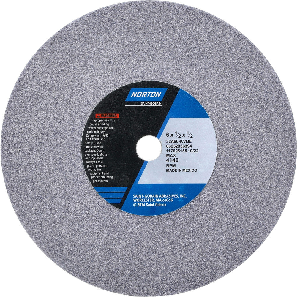Norton 66252836394 Surface Grinding Wheel 6" Dia, 1/2" Thick, 1/2" Hole, 60 Grit, K Hardness