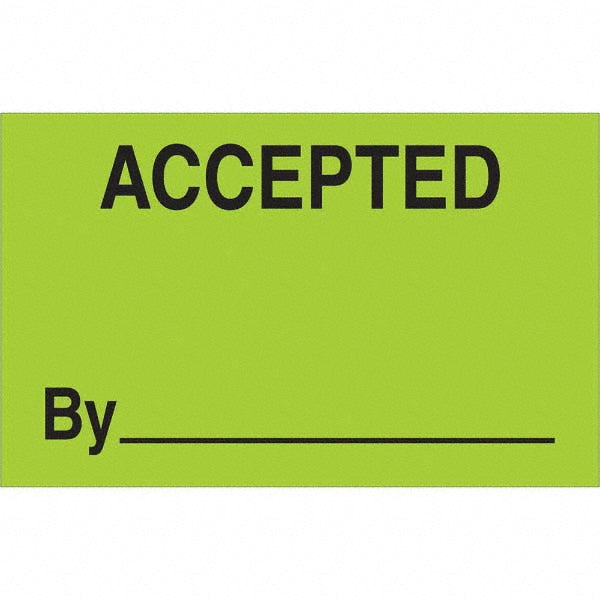 Tape Logic DL1179 Shipping & DOT Label "Accepted By", Rectangle, 2" Wide
