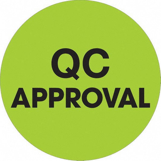 Tape Logic DL1255 Shipping & DOT Label "QC Approval", Round, 2" Dia
