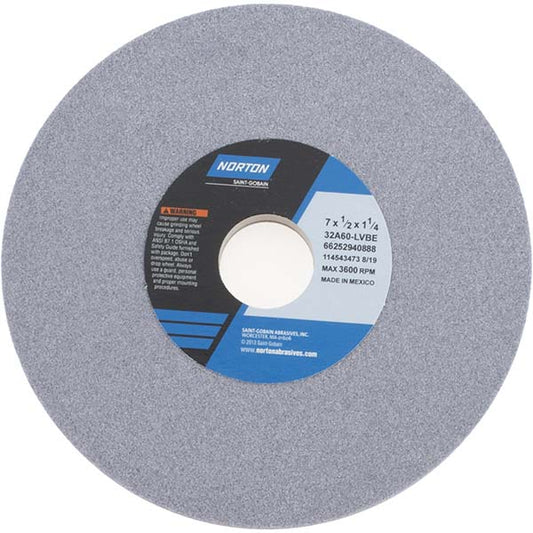 Norton 66252940888 Surface Grinding Wheel 7" Dia, 1/2" Thick, 1-1/4" Hole, 60 Grit, L Hardness