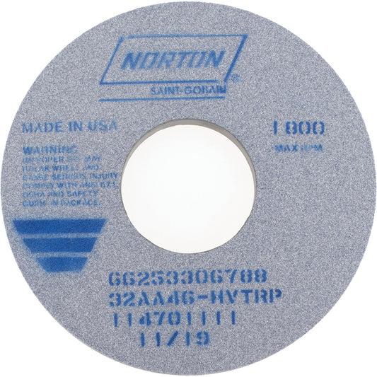 Norton 66253306788 Surface Grinding Wheel 14" Dia, 1" Thick, 5" Hole, 46 Grit, H Hardness