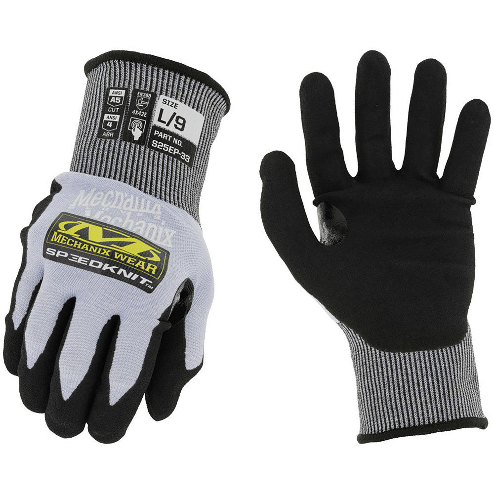 Mechanix Wear S25EP-33-007 Cut & Puncture Resistant Gloves Style Knit  Coating Material Nitrile  Coating Coverage Palm & Fingertips  Glove Type Cut & Abrasion-Resistant  ANSI/ISEA Cut Resistance Level A5  Primary Material HPPE Blend