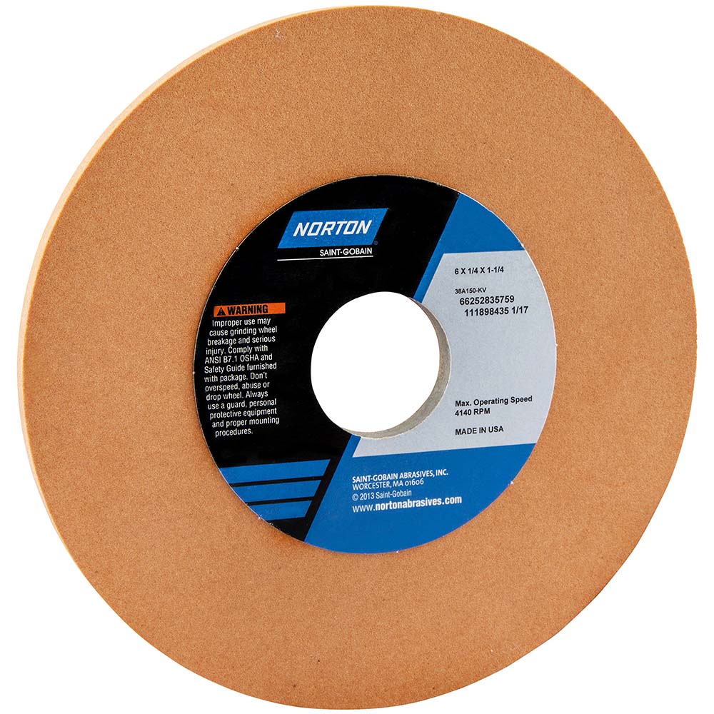 Norton 66252835759 Surface Grinding Wheel 6" Dia, 1/4" Thick, 1-1/4" Hole, 150 Grit, K Hardness