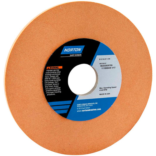 Norton 66252835759 Surface Grinding Wheel 6" Dia, 1/4" Thick, 1-1/4" Hole, 150 Grit, K Hardness
