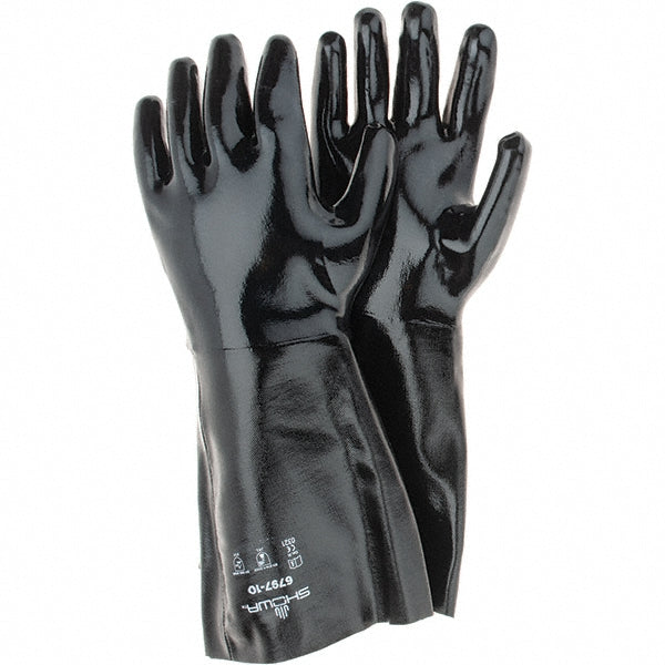 SHOWA 6797-10 Chemical Resistant Gloves Large, 18 mil Thick, Neoprene-Coated