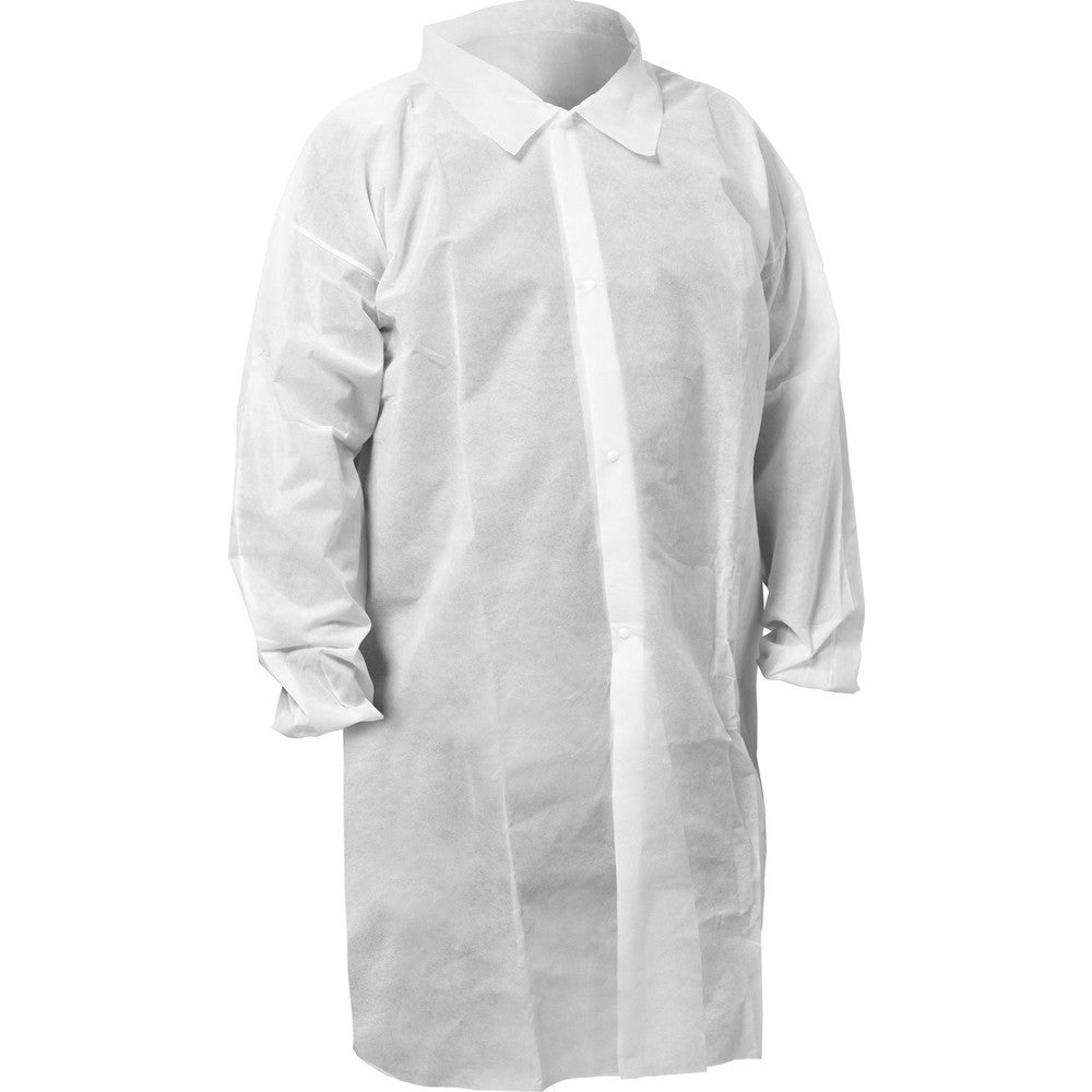 KleenGuard 67315 Coveralls & Overalls Garment Style Lab Coat  Size Large  Color White  Material Spunbond  Hazardous Protection Level Non Hazardous Protection  Cuff Style Elastic