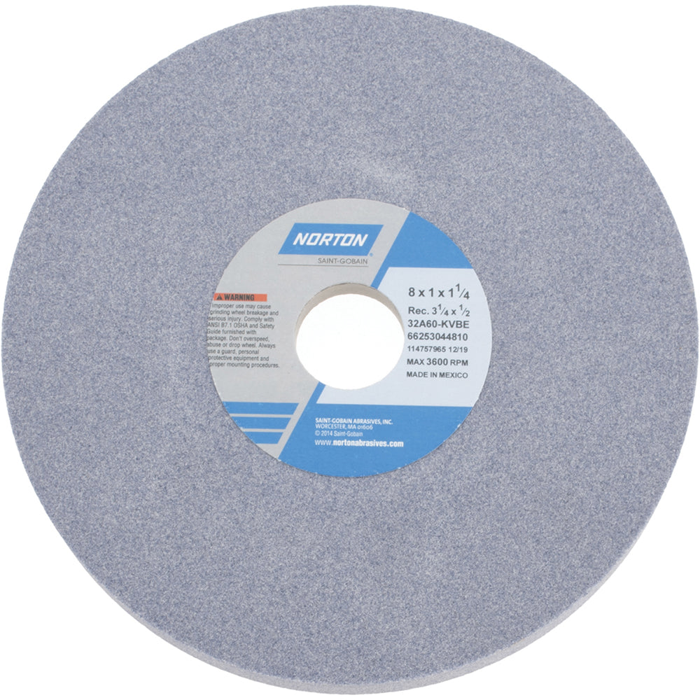 Norton 66253044810 Surface Grinding Wheel 8" Dia, 1" Thick, 1-1/4" Hole, 60 Grit, K Hardness