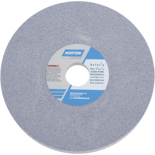 Norton 66253044810 Surface Grinding Wheel 8" Dia, 1" Thick, 1-1/4" Hole, 60 Grit, K Hardness
