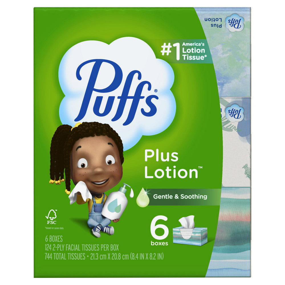 Puffs PGC39383 Puffs Plus Lotion Facial Tissue, 6 Count, 4/Case