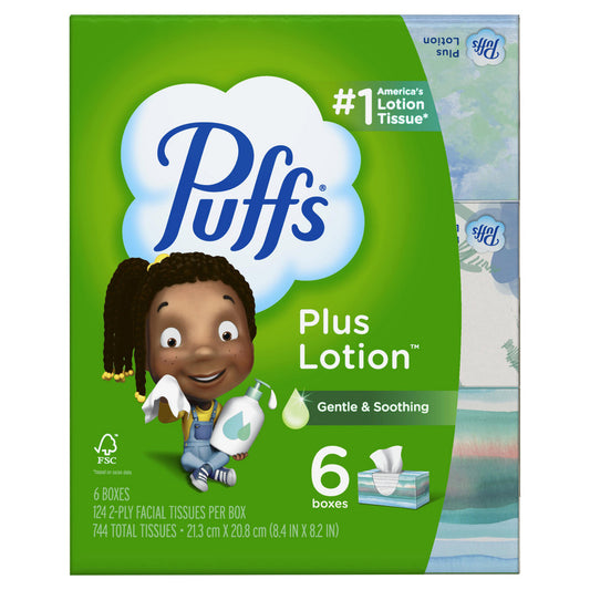 Puffs PGC39383 Puffs Plus Lotion Facial Tissue, 6 Count, 4/Case