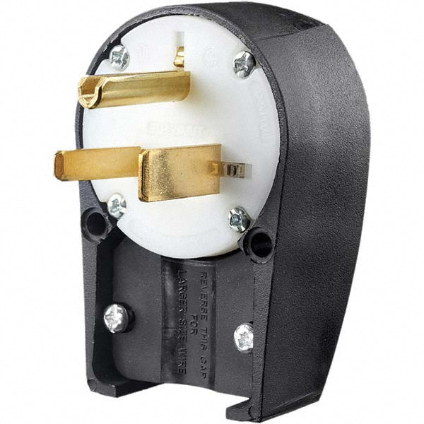 Bryant Electric 9650ANPB Straight Blade Plug Industrial, 6-50P, 250VAC, Black