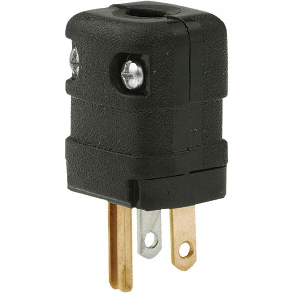 Bryant Electric 5966VBK Straight Blade Plug 5-15P, 125VAC, Black
