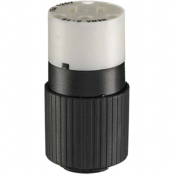 Bryant Electric BRY5269NC Straight Blade Connector Industrial, 5-15R, 125VAC, Black & White