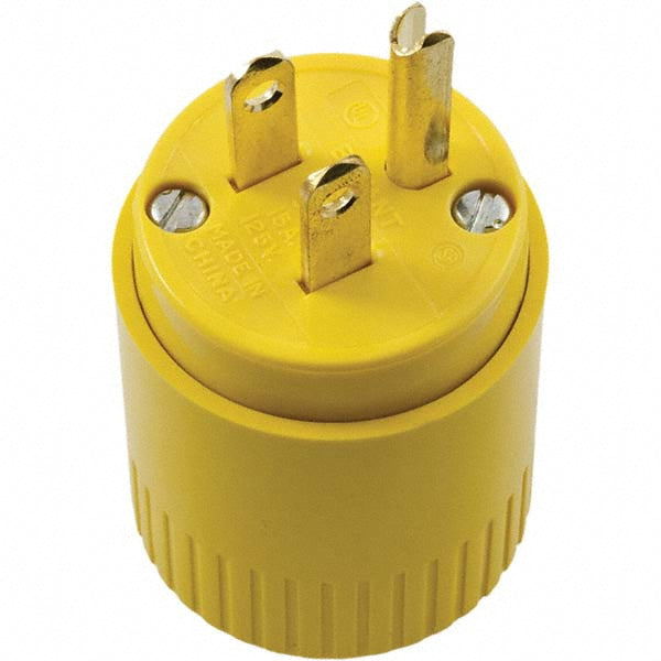 Bryant Electric 5965BY Straight Blade Plug 5-15P, 125VAC, Yellow