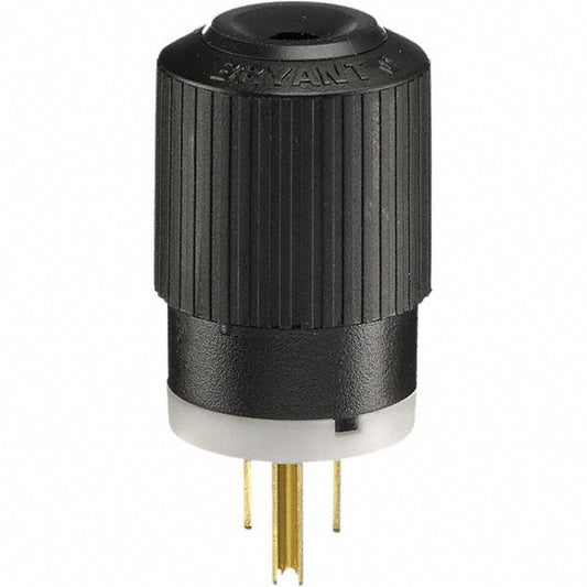 Bryant Electric BRY5266NP Straight Blade Plug Industrial, 5-15P, 125VAC, Black & White