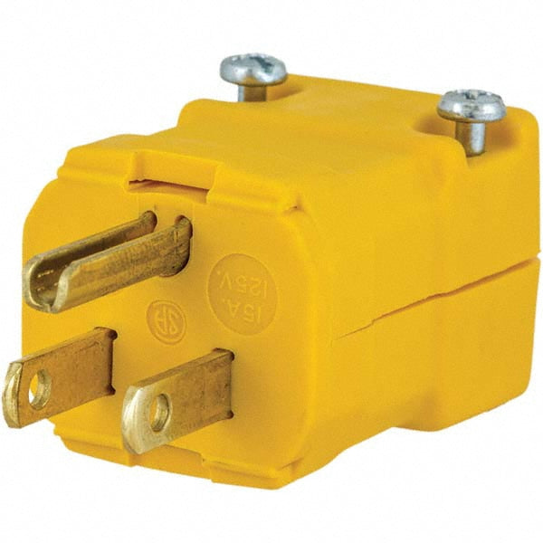 Bryant Electric BRY5965Y Straight Blade Plug Industrial, 5-15P, 125VAC, Yellow
