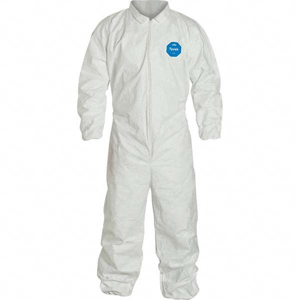 Dupont TY125SWHLG0025VP Disposable Coveralls Particle Protection Protection, Size Large, 1.2000 oz, Tyvek 400, Stormflaps Closure
