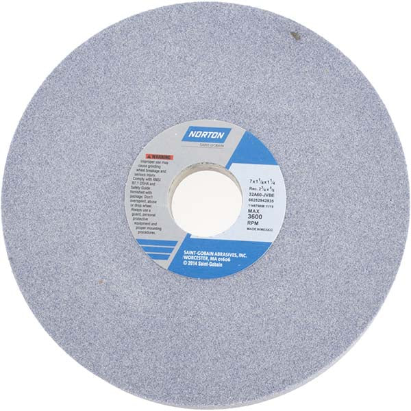 Norton 66252942835 Surface Grinding Wheel 7" Dia, 1-1/4" Thick, 1-1/4" Hole, 60 Grit, J Hardness
