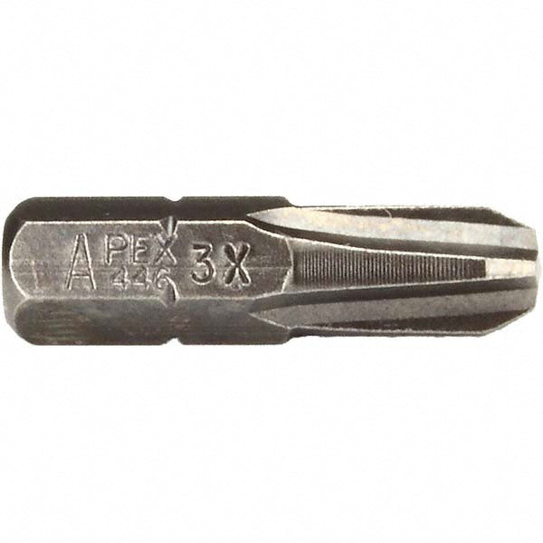 Apex 446-3X Phillips Screwdriver Insert Bit #3 Point, 1/4" Drive, 1" OAL