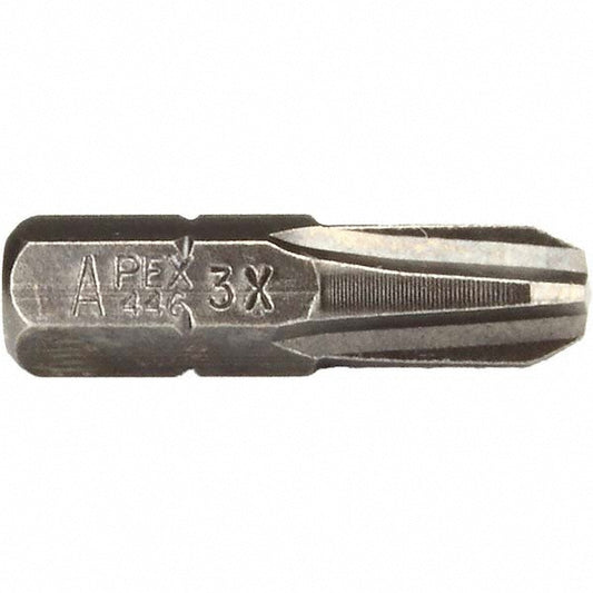 Apex 446-3X Phillips Screwdriver Insert Bit #3 Point, 1/4" Drive, 1" OAL