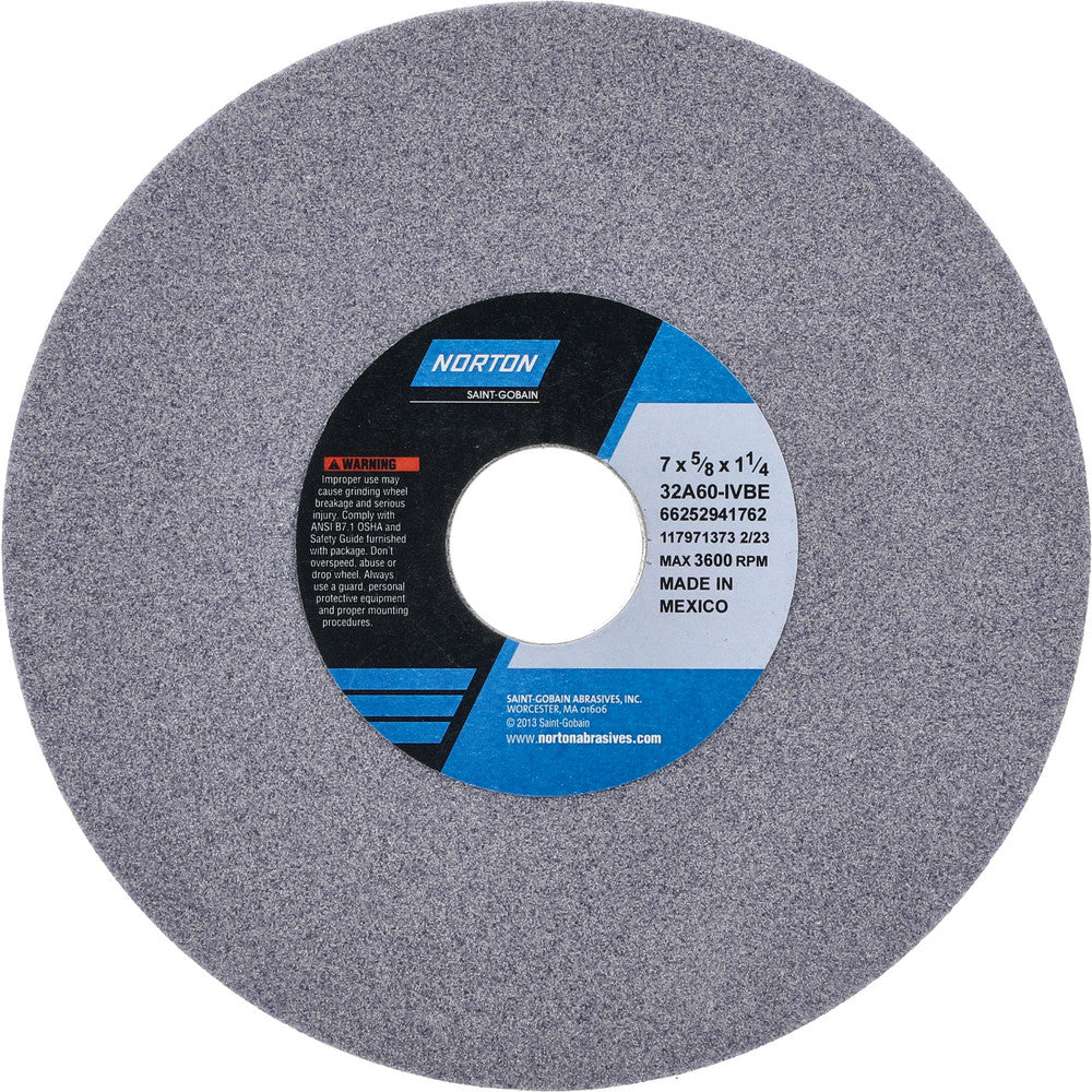Norton 66252941762 Surface Grinding Wheel 7" Dia, 5/8" Thick, 1-1/4" Hole, 60 Grit, I Hardness