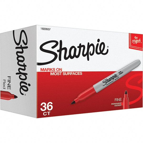 Sharpie 1920937 Permanent Marker Red, Alcohol-Based, Fine Point