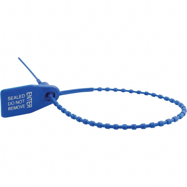 Vestil SECS-B9-BL Security Seals Type Barrier Seal  Overall Length (Decimal Inch) 14.125in  Material Polypropylene  Breaking Strength (lb) 50.000 (Pounds) Features Reveals the Slightest Tampering Attempts  Features Reveals the Slightest Tampering Attempts