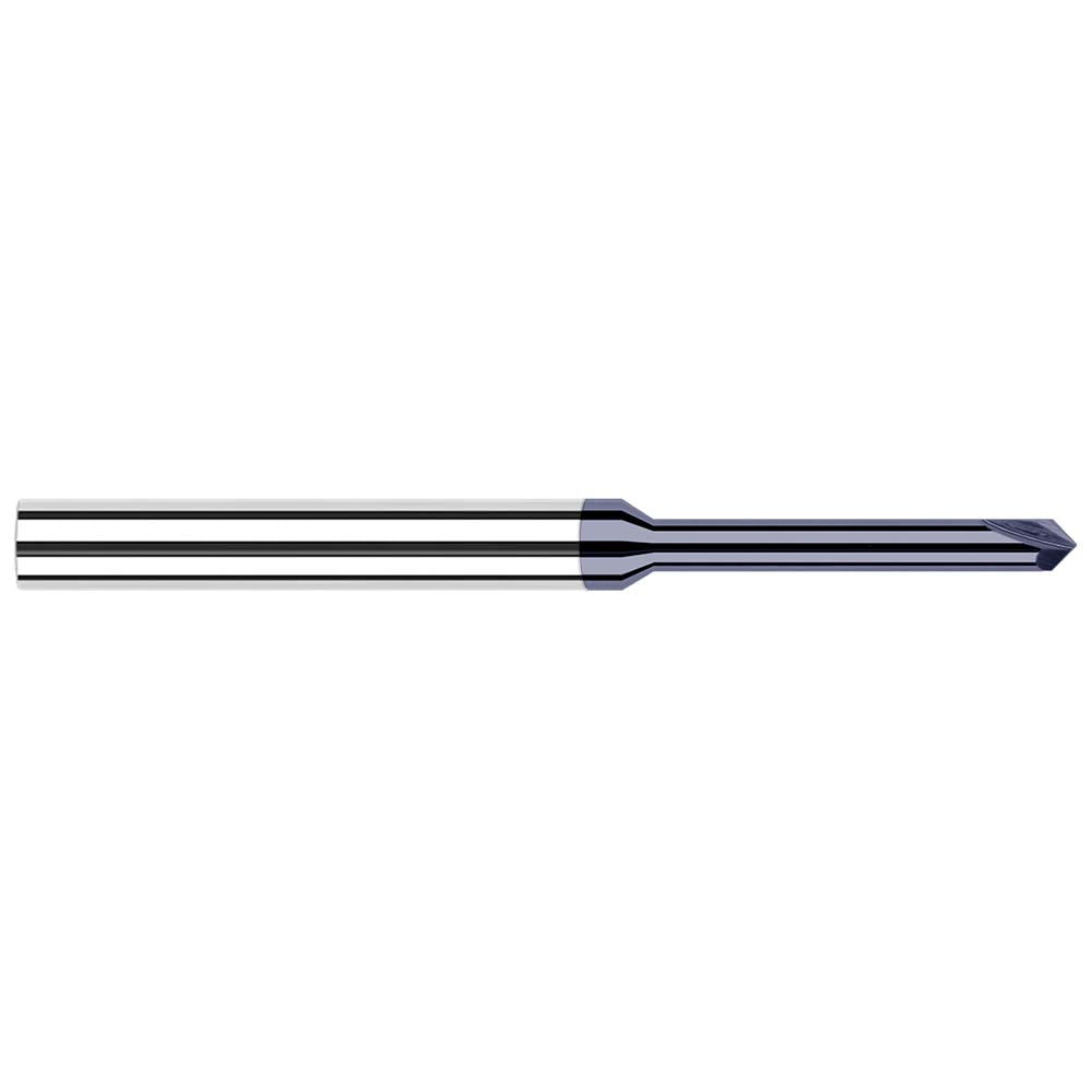 Harvey Tool 999245-C3 Chamfer Mill 3/64" Dia, 1/8" Shank Dia, 90 deg, 2 Flute, Solid Carbide, Single End