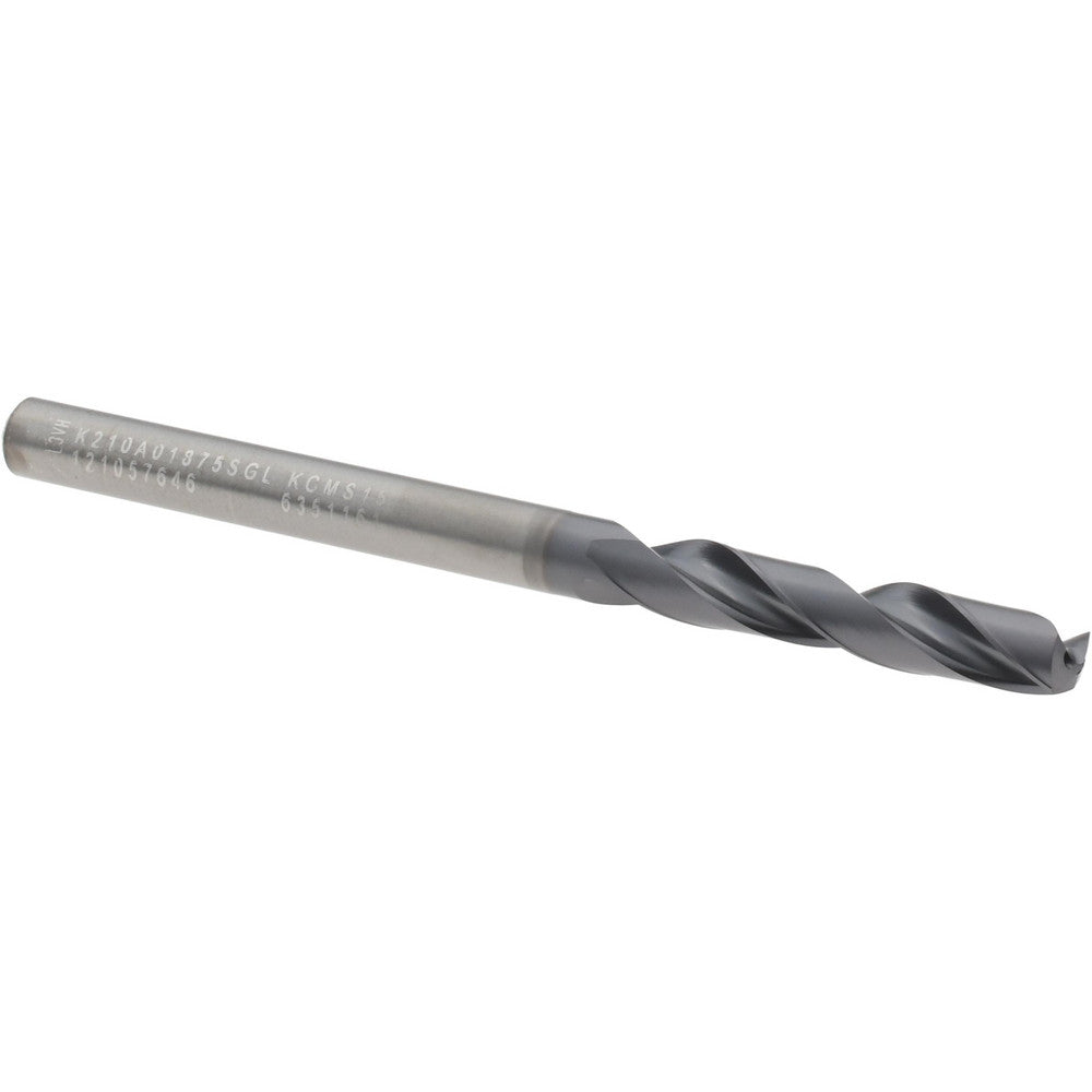 Kennametal 6351161 Screw Machine Length Drill Bit 3/16" (0.1875) Dia, 140 deg, Solid Carbide
