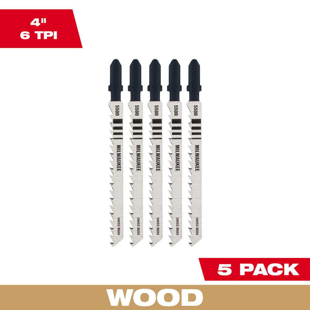 Milwaukee Tool 48-42-5500 Jigsaw Blades Blade Material High Carbon Steel  Blade Length (Inch) 4  Blade Length (mm) 4  Blade Width (Decimal Inch) 0.28125  Blade Width (Inch) 9/32  Blade Thickness (Decimal Inch) 0.1