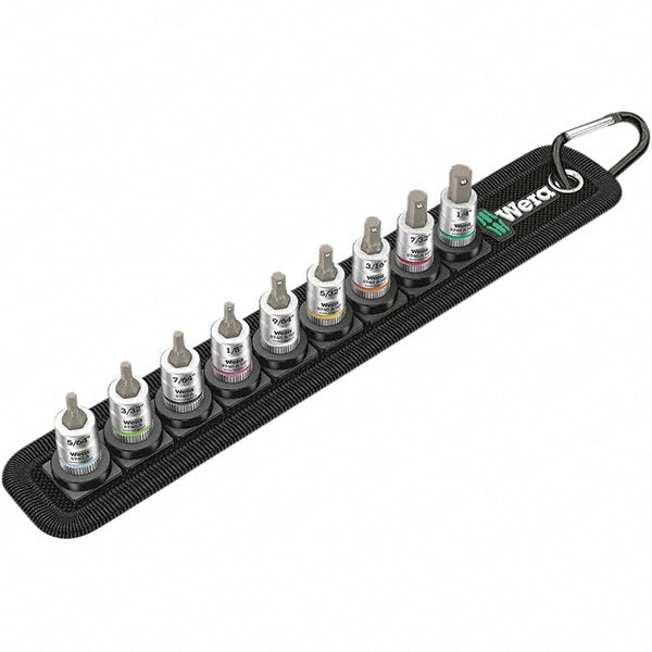 Wera 05003884001 Hex Bit Socket Set 1/4" Drive, 9 Pc, 5/64 to 1/4" Hex