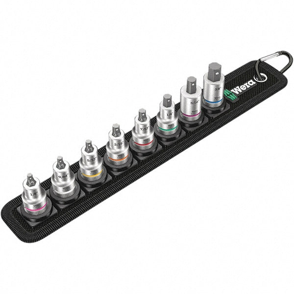 Wera 05003974001 Hex Bit Socket Set 3/8" Drive, 8 Pc, 1/8 to 3/8" Hex