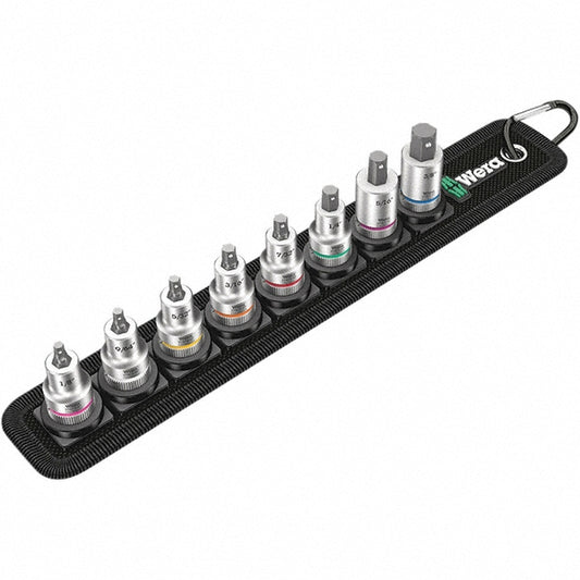 Wera 05003974001 Hex Bit Socket Set 3/8" Drive, 8 Pc, 1/8 to 3/8" Hex