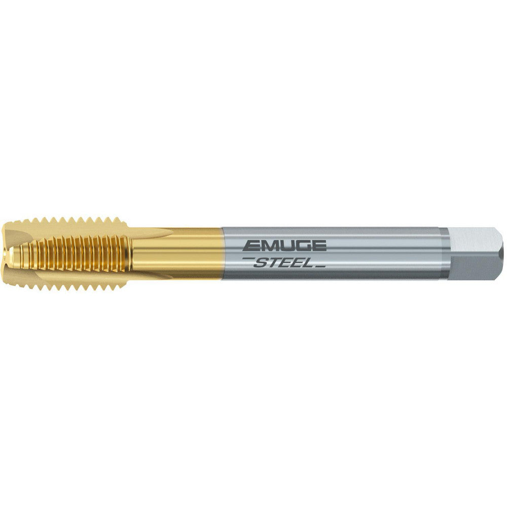 Emuge CU208400.5015 Spiral Point Tap 5/8-11 UNC, 3 Flutes, Plug Chamfer, 2B Class of Fit, High-Speed Steel-E, TiN Coated