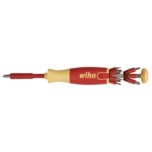 Wiha 38050 Bit Screwdrivers Type 14 in 1 Screwdriver  Tip Type Phillips Slotted Pozidriv Square  Phillips Point Size #0 - #3  Slotted Point Size 4.5 mm, 5.5 mm  Overall Length (Inch) 12-1/4  Handle Length (Inch) 8.5000