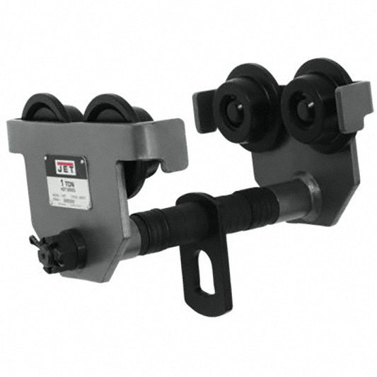 Jet 262010 Trolleys Flange Width (Inch) 3 - 8 Maximum I-beam Height 24.50 in Minimum I-beam Height 5 in Wheel Material Steel Standards ANSI/ASME B30.11 ANSI/ASME B30.17 Finish Powder Coated Includes Spacer Washer