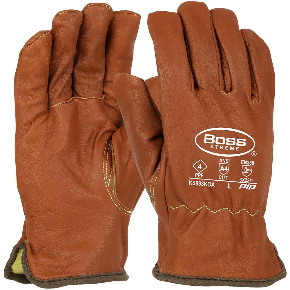 PIP KS993KOA/L Cut & Puncture-Resistant Gloves PiP KS993KOA, Size Large, ANSI Cut A4, ANSI Puncture 2, Para-Aramid Lined, Goatskin