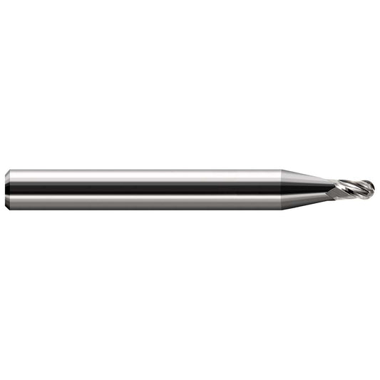 Harvey Tool 24605 Ball End Mill 0.0050" Dia, 0.0070" LOC, 4 Flute, Solid Carbide