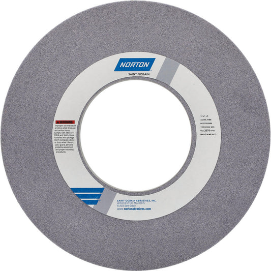 Norton 66253262686 Surface Grinding Wheel 12" Dia, 1" Thick, 5" Hole, 60 Grit, J Hardness