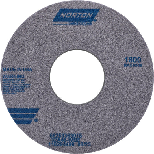 Norton 66253363915 Surface Grinding Wheel 14" Dia, 1" Thick, 5" Hole, 46 Grit, I Hardness