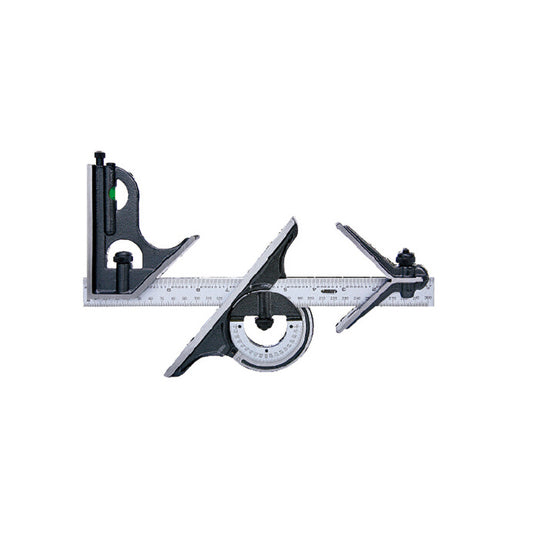 Insize USA LLC 2278-180E Combination Square Sets Number of Pieces 4  Blade Length (Inch) 12  Blade Length (Decimal Inch) 12.0000  Graduation Style Inch  Graduation (Inch) 1/8 1/16 (Face) 1/32 1/64  Head Type Center Protractor Square