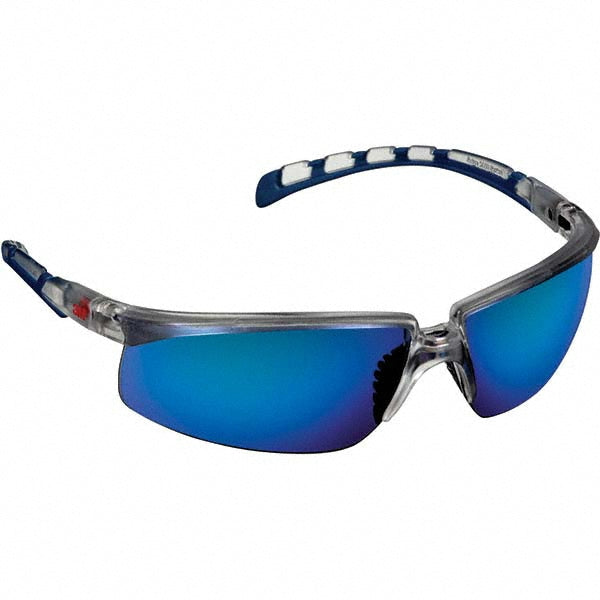 3M 7100221706 Safety Glass Anti-Fog & Scratch-Resistant, Polycarbonate, Blue Mirror Lenses, Full-Framed