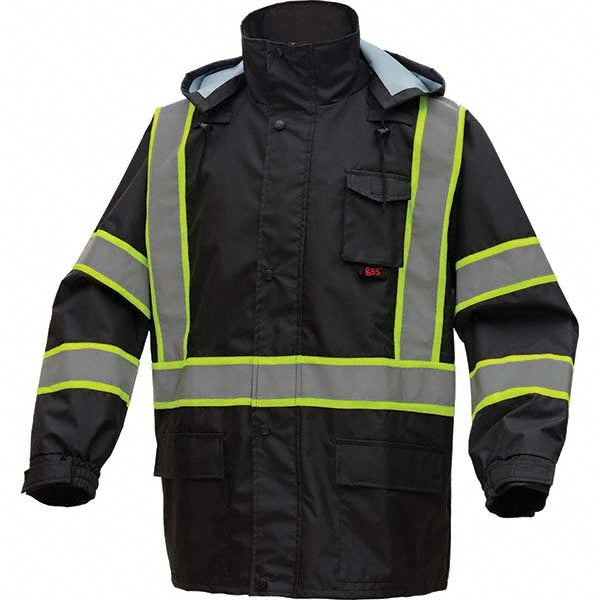 GSS Safety 6007-2/3XL Rain Jacket Size 2XL & 3XL, Black, Polyester