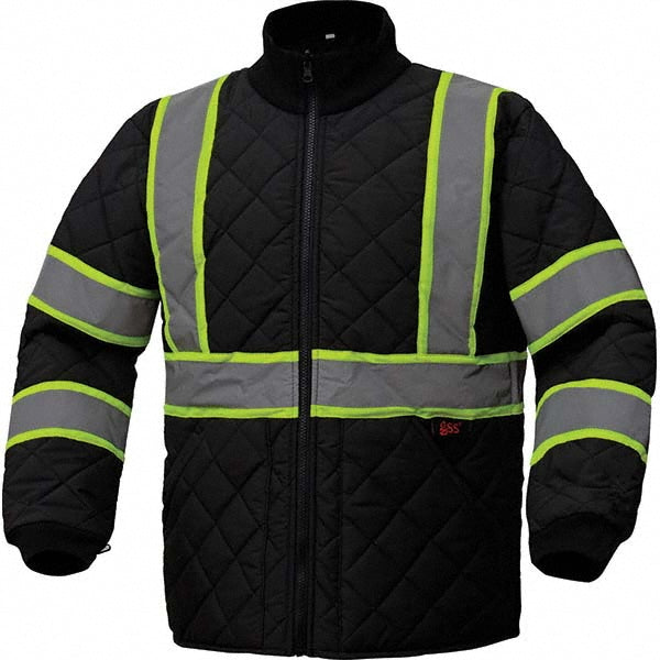 GSS Safety 8009-2XL Rain Jacket Size 2XL, Black, Polyester