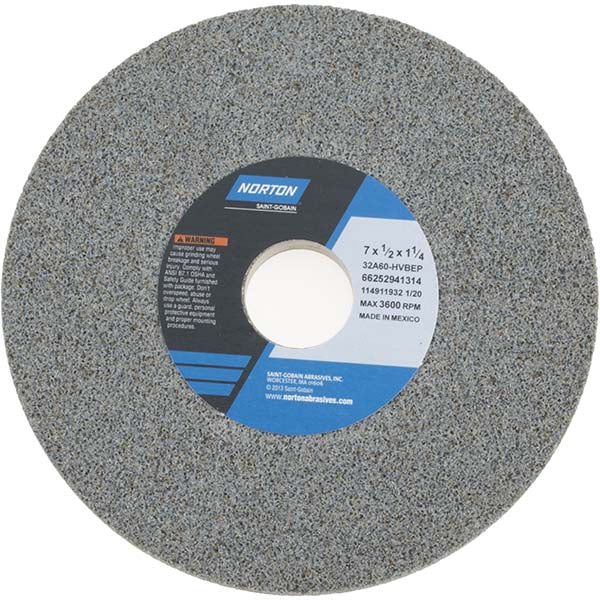Norton 66252941314 Surface Grinding Wheel 7" Dia, 1/2" Thick, 1-1/4" Hole, 60 Grit, H Hardness