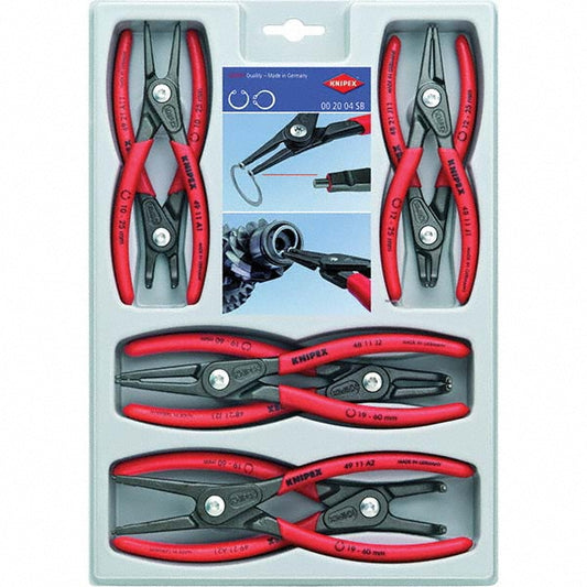 Knipex 00 20 04 SB Plier Sets Set Type Internal Ring Pliers  Container Type Plastic Tray  Overall Length 5-1/4 in 7-1/4 in  Handle Material Non-Slip Plastic