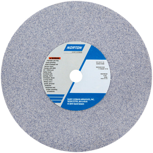 Norton 66252837420 Surface Grinding Wheel 6" Dia, 3/4" Thick, 1/2" Hole, 60 Grit, K Hardness