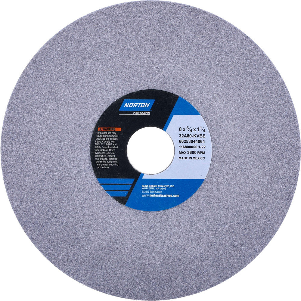 Norton 66253044064 Surface Grinding Wheel 8" Dia, 3/4" Thick, 1-1/4" Hole, 80 Grit, K Hardness